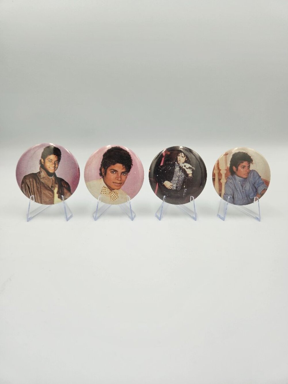 Vintage Michael Jackson Pin Button Set of 4 Collectible 2.25" Pins Badge